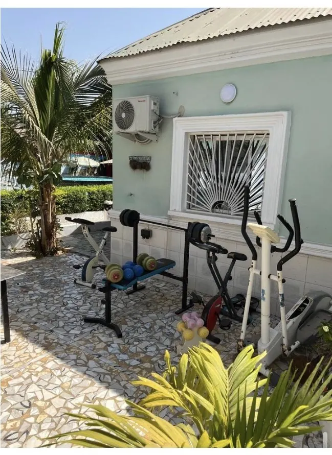 Outdoor fitness corner beside the villa